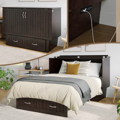 AFI Marina Murphy Bed Chest with Storage and Built-in Charger