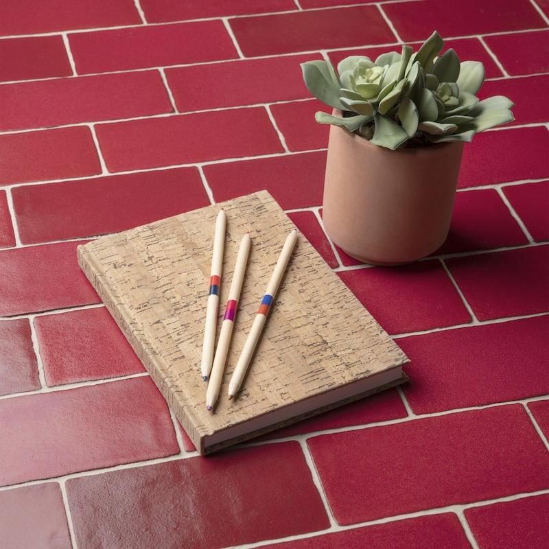 Merola Tile Antic Special Red Moon 3" x 6" Ceramic Wall Tile
