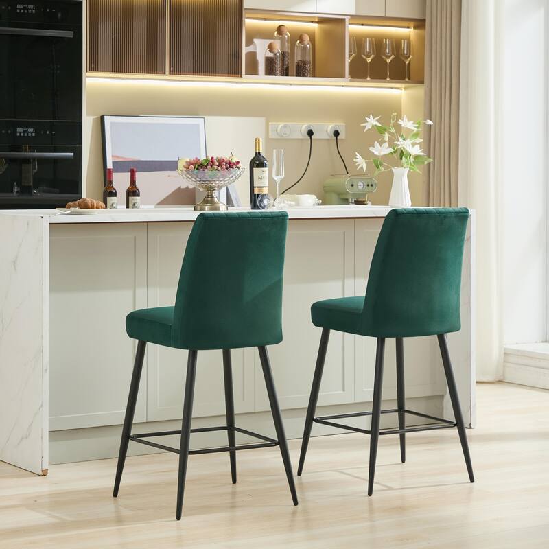 GDFStudio - Marston Contemporary Velvet Bar Chair Set for Kitchen and Restaurant Counters