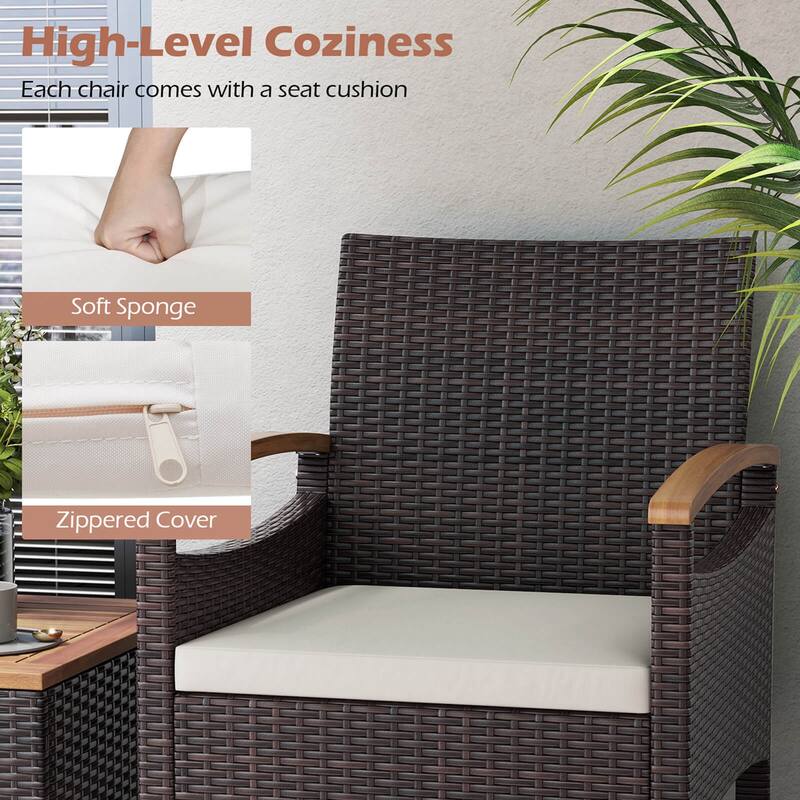 Gymax 4 PCS Dining Chairs w/ Acacia Wood Armrest Heavy Duty Metal