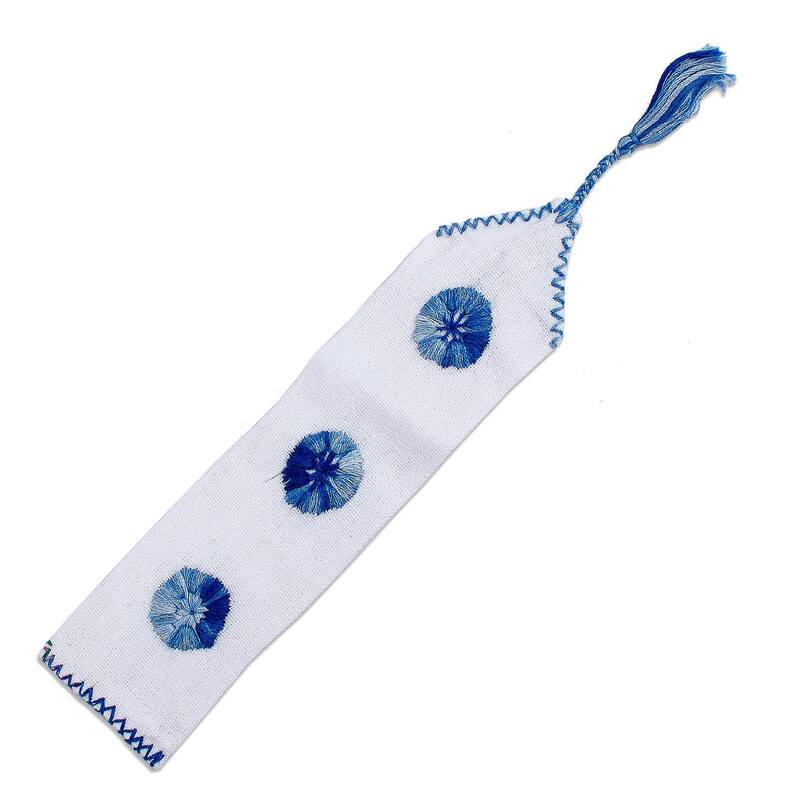 Novica Handmade San Cristobal Skies Embroidered Cotton Bookmark