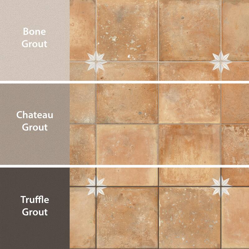 Merola Tile Kings Nonna with White Star 17-7/8" x 17-7/8" Porcelain Floor and Wall Tile
