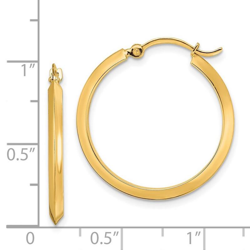 Curata 14k Yellow Gold Polished 26x2.25mm Classic Hoop Earrings