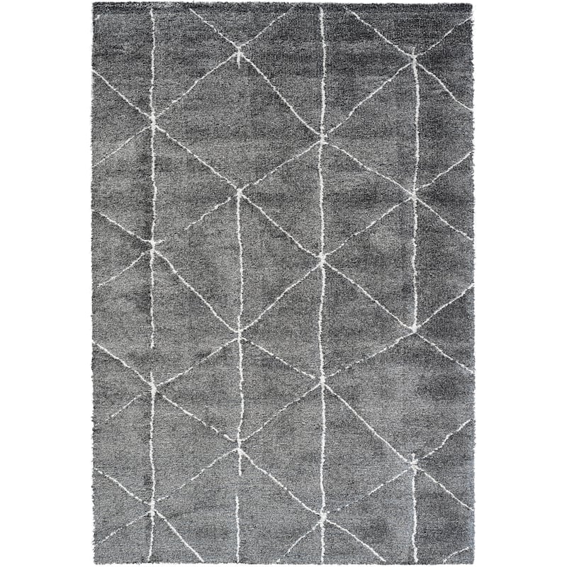 Nina Rowan Black and Ivory Recycled Polyester Area Rug - 6' x 9'