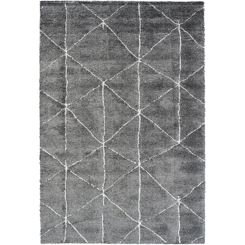 Nina Rowan Black and Ivory Recycled Polyester Area Rug - 6' x 9'
