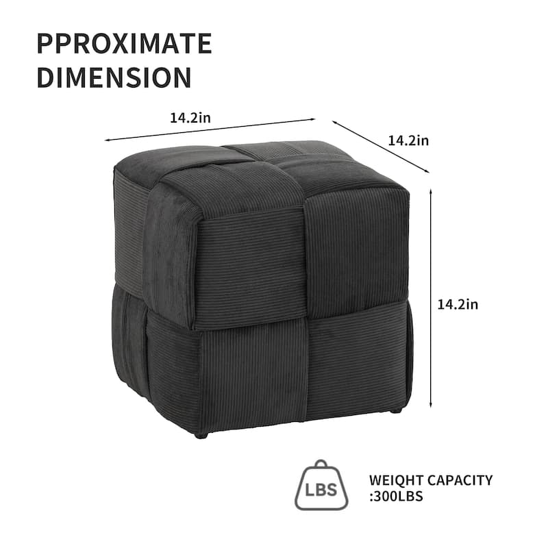 Anmytek Grey Corduroy Ottoman Foot Rest, 14.2-inch Square