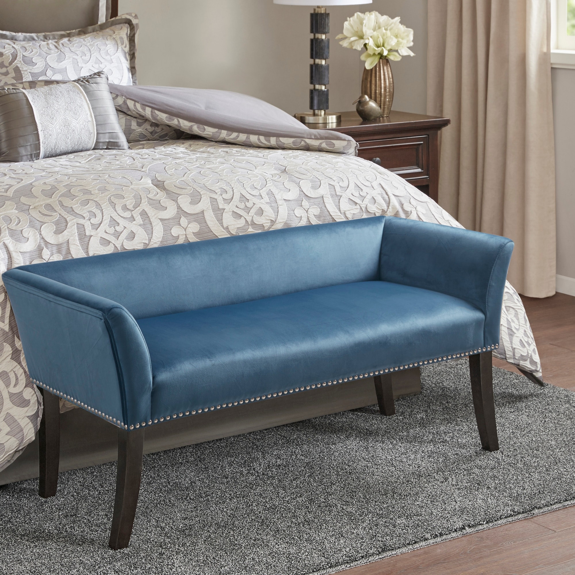 Madison park antonio upholstered clearance rectangle accent bench