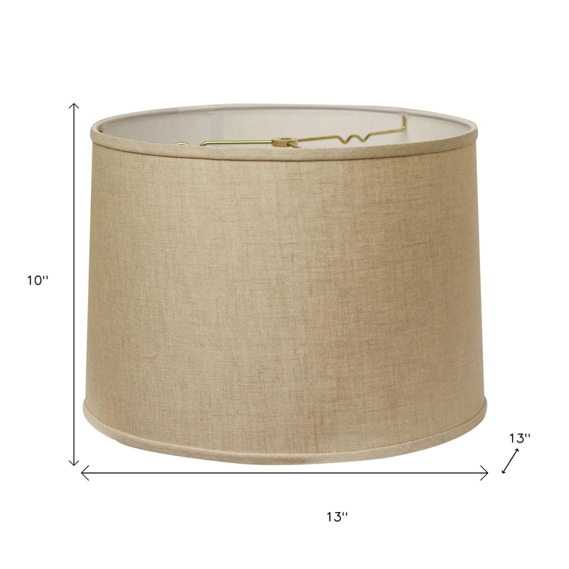 HomeRoots Dark Brown Linen Drum Lamp Shade - 13" L x 13" W x 9.5" H