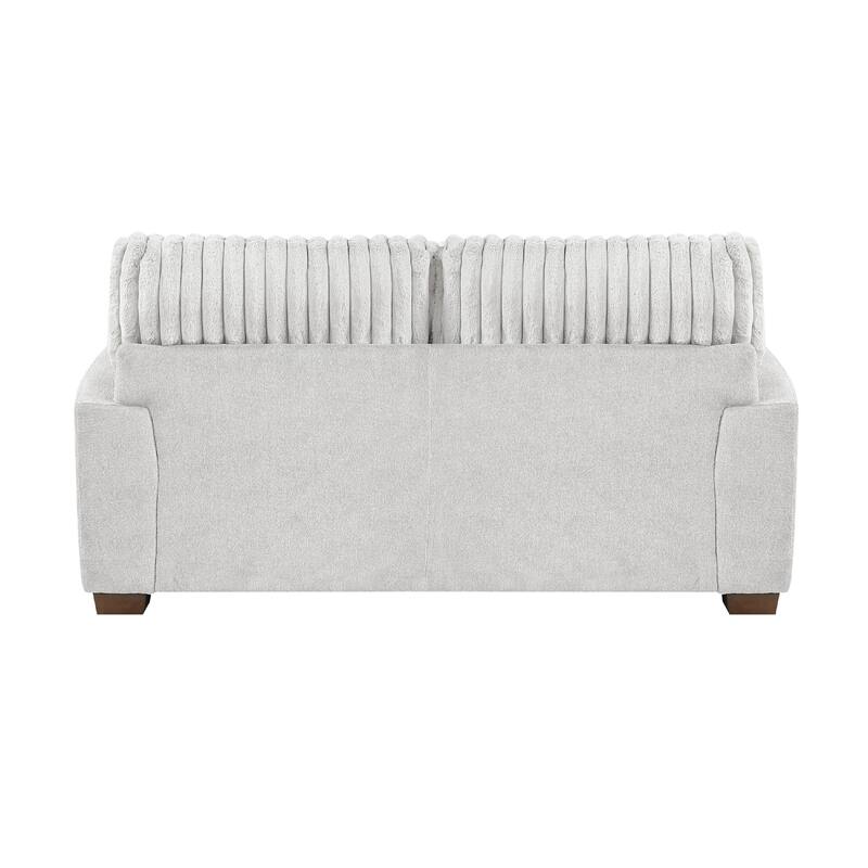 Witz Loveseat, 70 Inch, 4 Pillows, Ribbed Texture Light Gray Corduroy