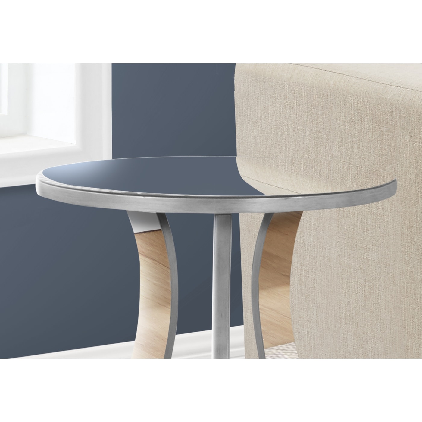 Transitional Accent Table with Nightstand and Lamp Table Function Featuring Mirrored Detail