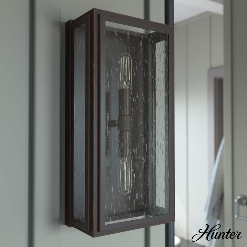 Hunter Felippe 2-Light Wall Sconce - Modern Farmhouse, Industrial, Transitional - Damp Rated! - Onyx Bengal