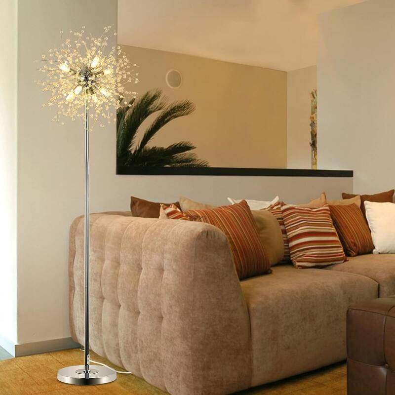 69" Tall Modern Crystal Floor Lamp with Crystal Chandelier