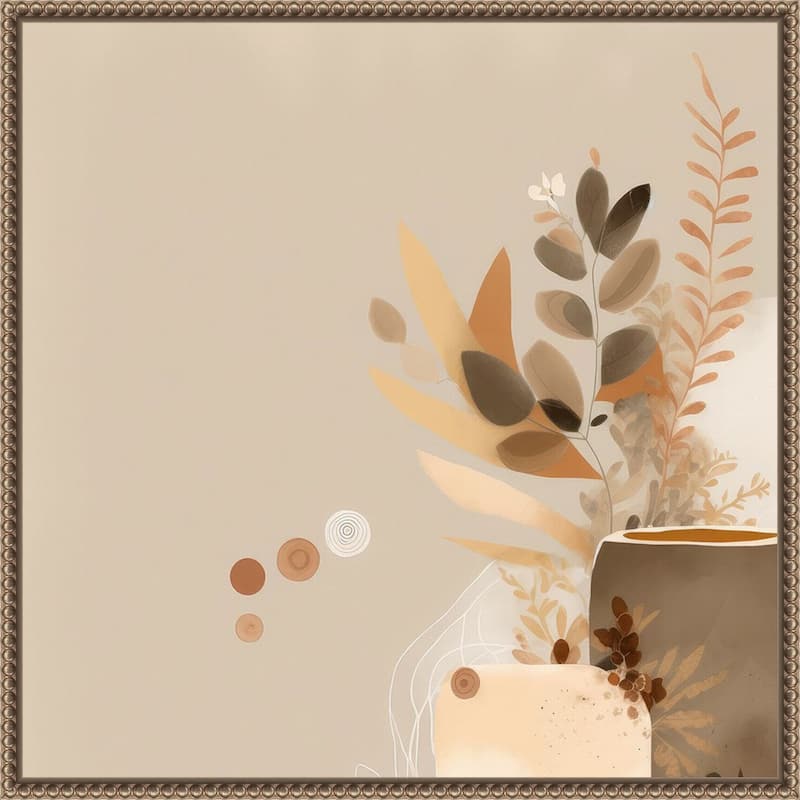 Abstract Earthy Tones by Bella Eve Framed Canvas Wall Art Print - Sylvie Beaded Gold