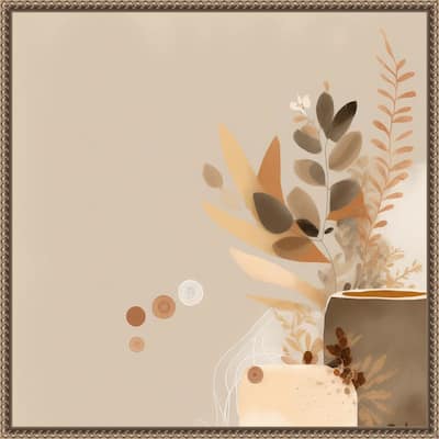 Abstract Earthy Tones by Bella Eve Framed Canvas Wall Art Print - Sylvie Beaded Gold