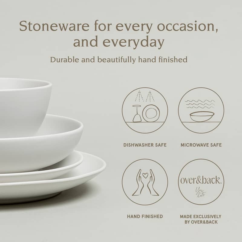 over&back Coupe Semi-Matte Stoneware Dinnerware Set