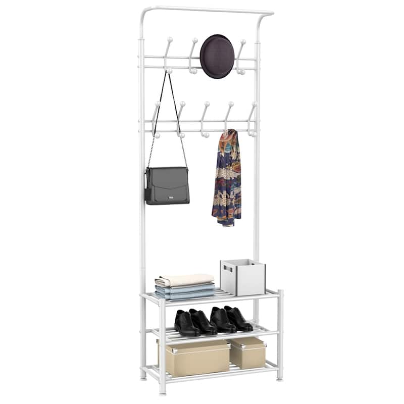 Yaheetech 74" H Metal Coat Racks Free Standing Entryway Storage Rack