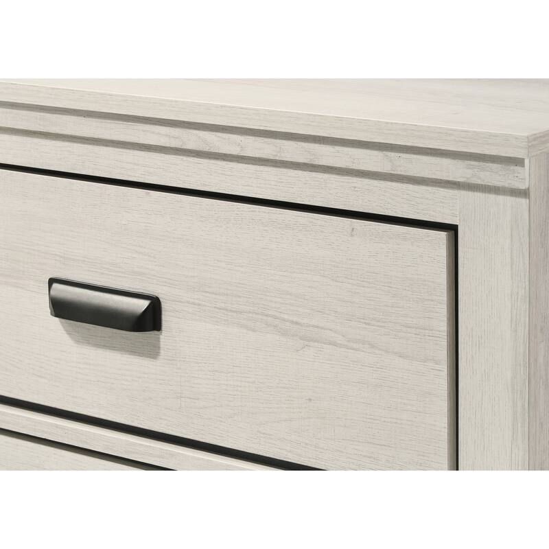 Beige Two-Drawer Nightstand with Metal Pull