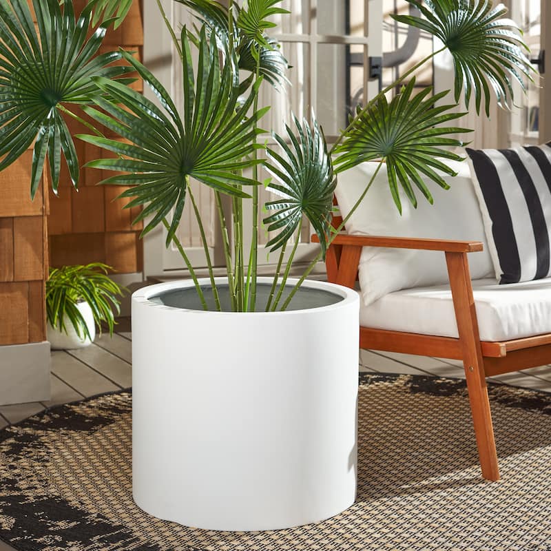 SAFAVIEH Outdoor Daijah Black Planter - 22"W x 22"D x 19"H - White