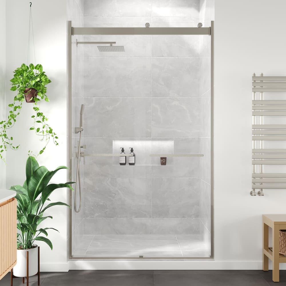 Eviva Glide Sliding Frameless Shower Door with Tempered Glass