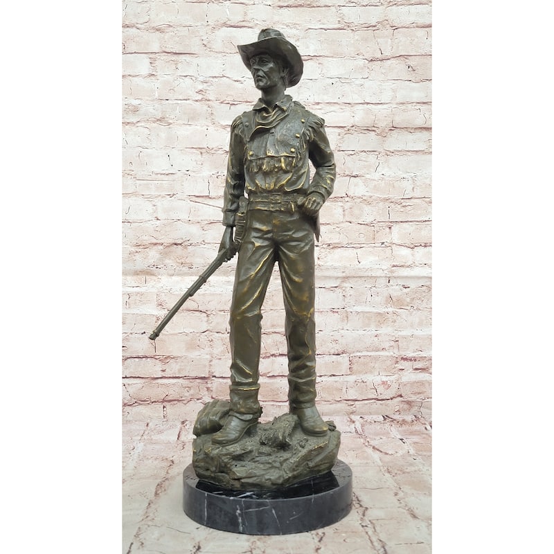 Bronze Cowboy With Rifle Statue - Western Sculpture Decor