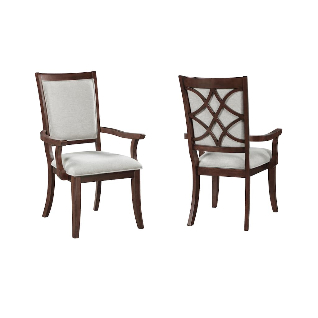 Traditional Dining Armchairs Set Of 2pc, Wooden Upholstered Seat Formal Chairs