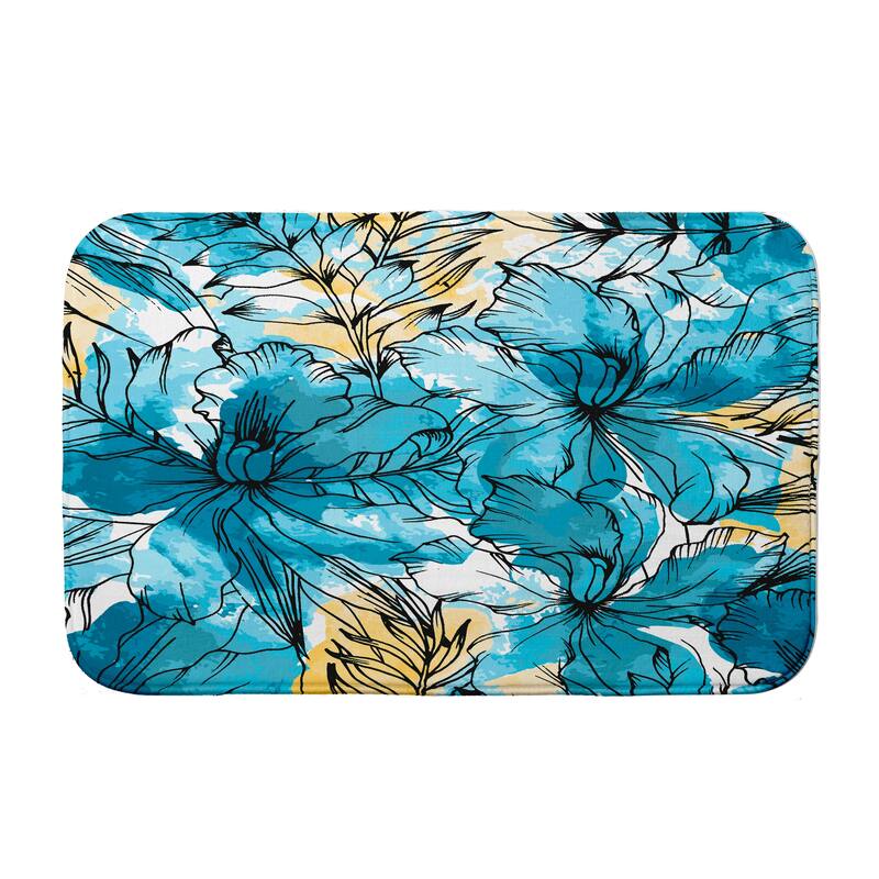 Zentangle Bath Mat - 21 x 34 - Blue