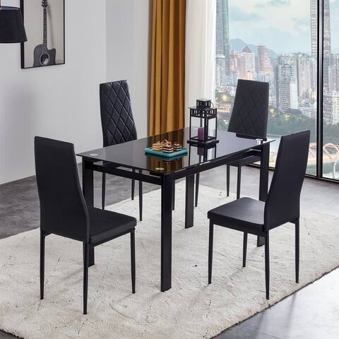 5-Piece Dining Table Set and Upholstered Dining Chair - 17"Wx16"Dx39"H
