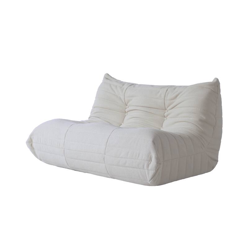 Futon Bean Bag Chair with Footstool,Soft Lazy Sofa Teddy Velvet Lounger Seat