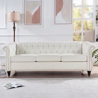 Elegant White Chesterfield 3-Seater Sofa Couch - A Luxurious and ...