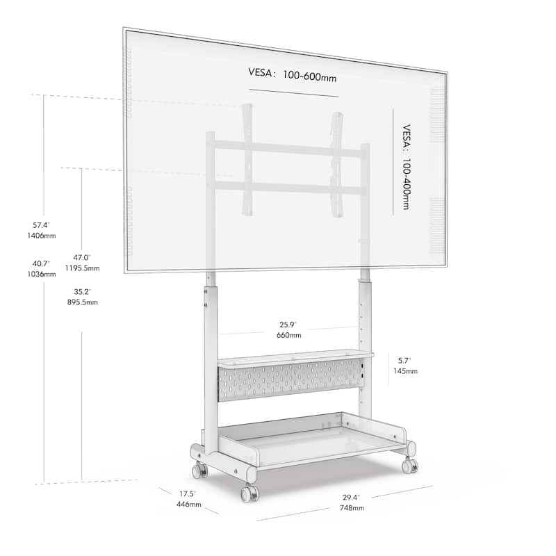 FITUEYES Mobile TV Stand Modern Storage TV Cart Mount for TVs Up to 85 Inch