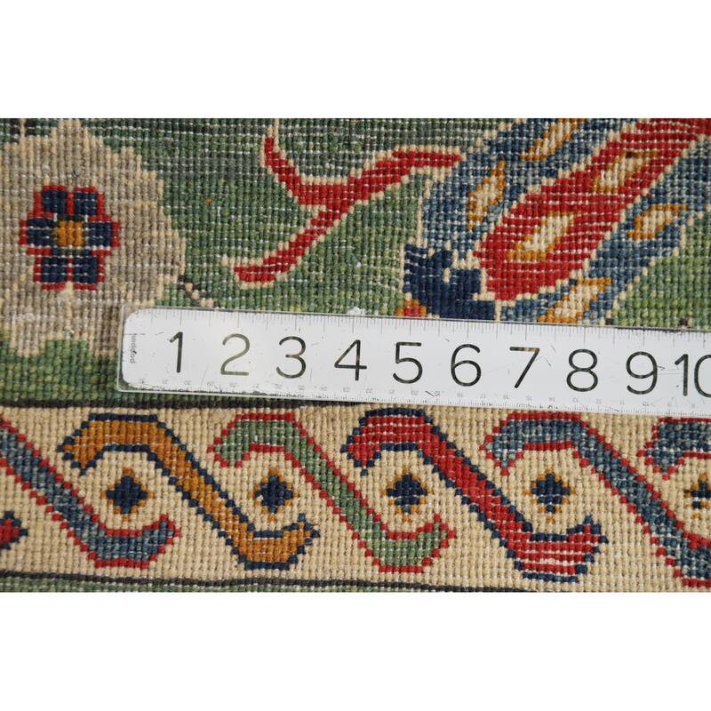 Green Kazak Foyer Rug Handmade Traditional Wool Carpet - 2'0"x 3'0"
