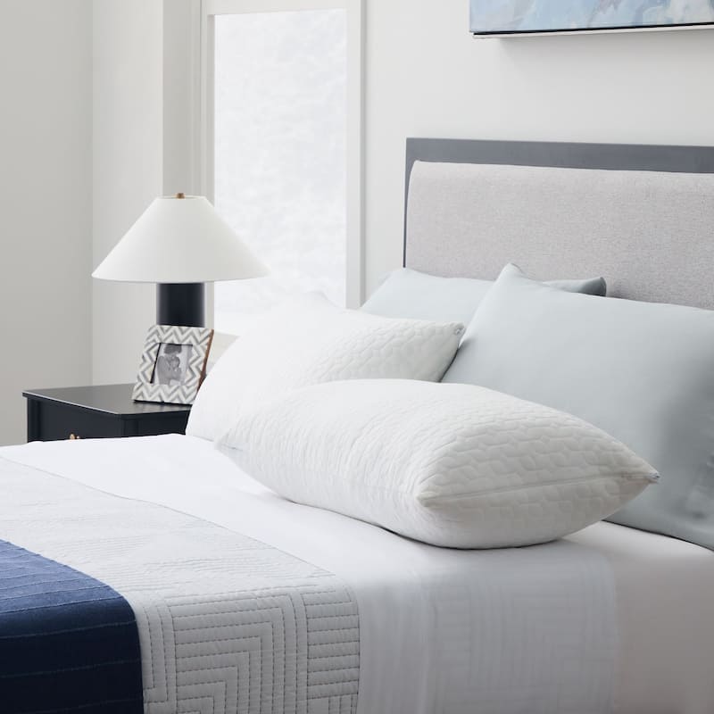 LUCID Comfort Collection Fiber + Shredded Foam Pillow On Sale Bed