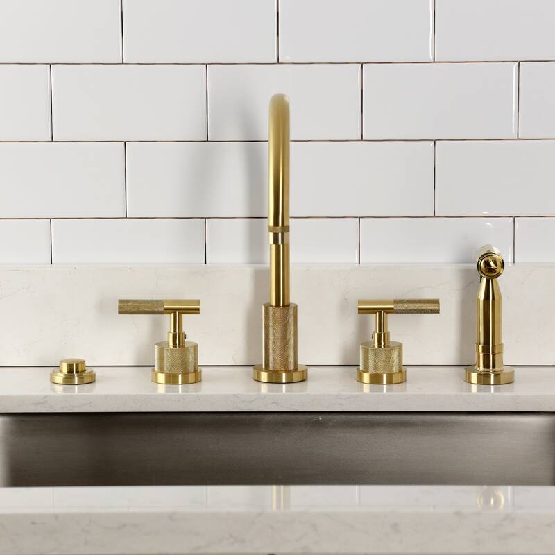Kingston Brass Essex Double-Handle Wall-Mount Pre-Rinse Bridge Kitchen Faucet