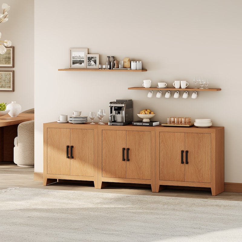 WAMPAT Farmhouse Buffet Cabinet , Versatile Sideboard for Kitchen, Dining & Living Room - 93" Wide - Mocha