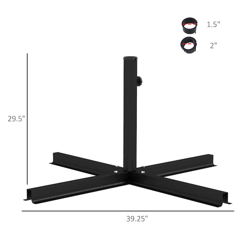 Outsunny Outdoor Universal Cross Brace Stand for Small Offset Umbrella and Market Umbrella, Cross Umbrella Base