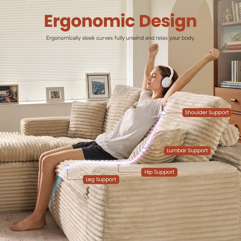 OVIOS No-Assembly L-Shaped Chaise Sofa