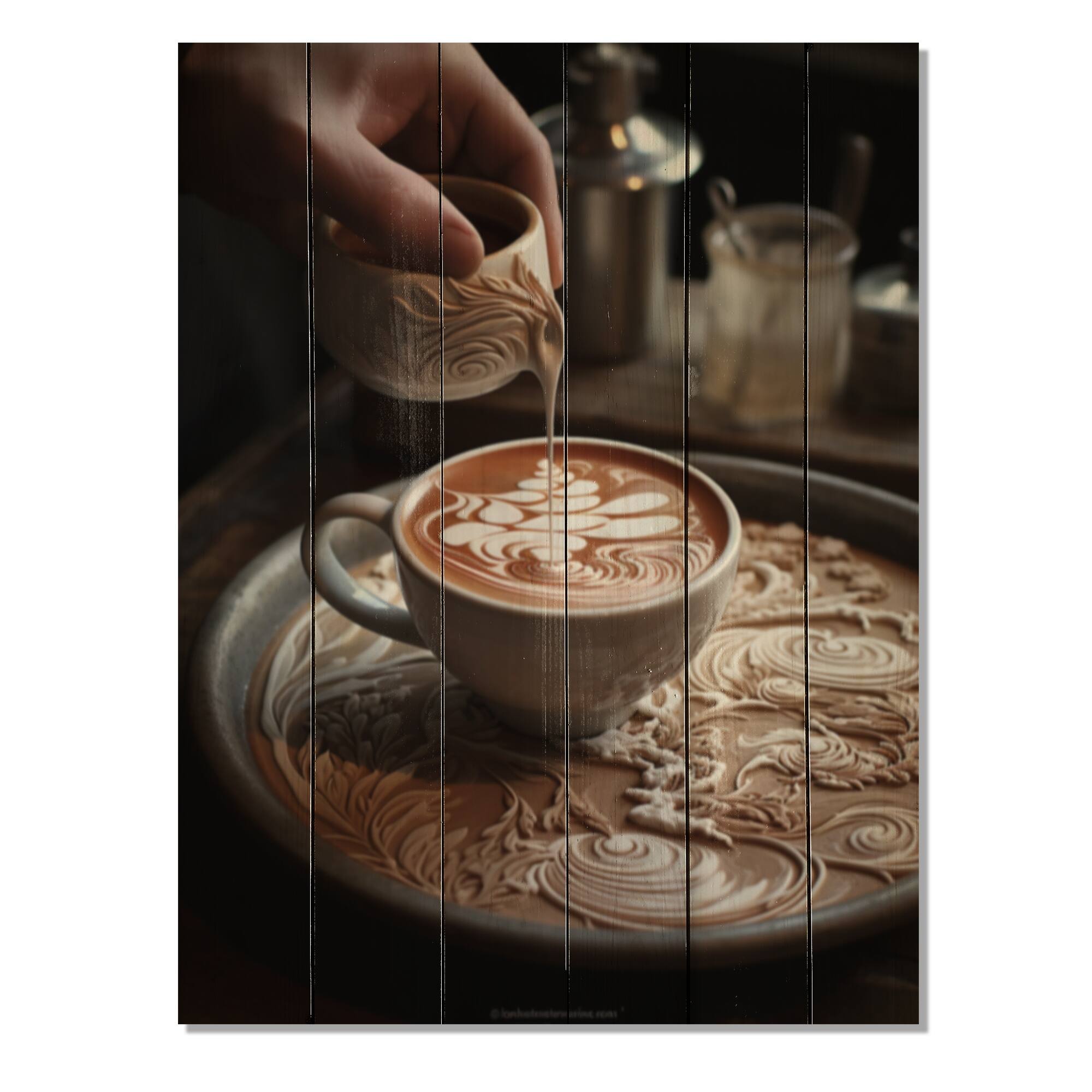 Designart quot Food Baristas Art II quot Food Beverage Print on Natural Pine