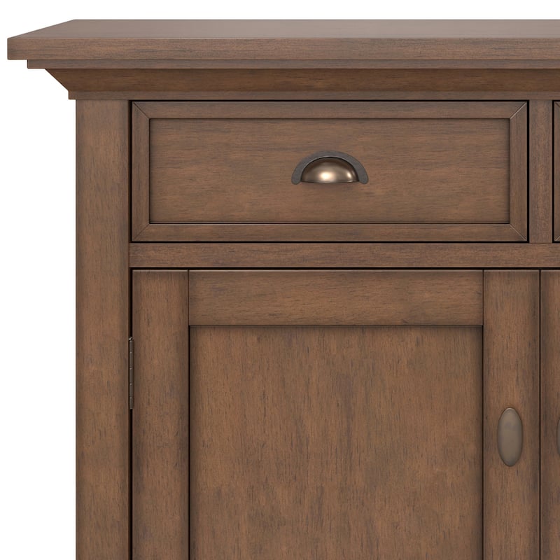 Wyndenhall Mansfield 36 inch Wide Solid Wood Transitional Entryway Storage Cabinet in Rustic Natural Aged Brown