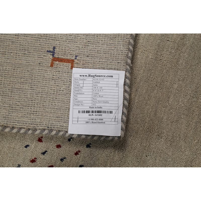 Little Animals Tribal Gabbeh Area Rug Hand-Knotted Wool Carpet - 4'7"x 6'6"