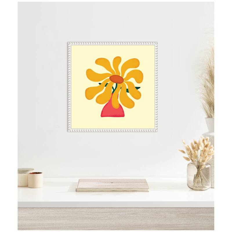 Kate and Laurel Sylvie Sunflower 3 Framed Canvas by Carrie Cantwell