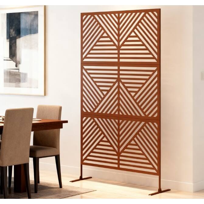 GDFStudio - Avery Modern Outdoor Steel Decorative Privacy Screen and Trellis Panel - 78"H