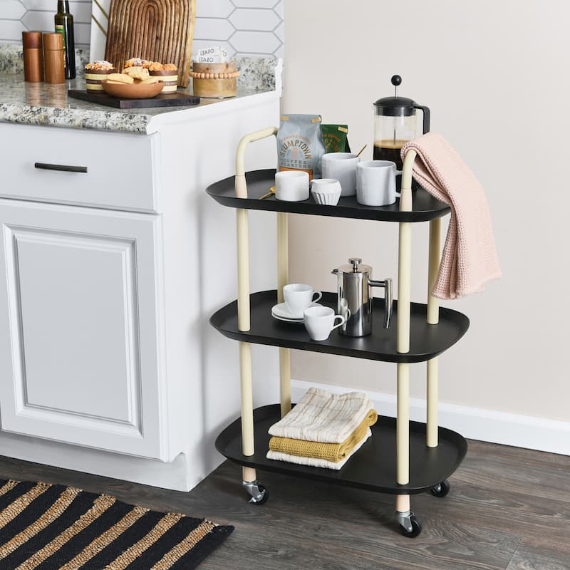 Plastic and Metal 3-Tier Trolley - N/A