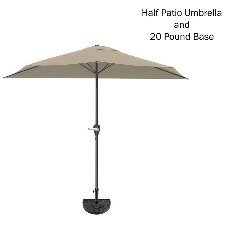 Pure Garden 9ft Half Umbrella with Base
