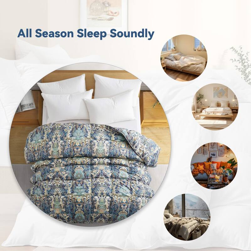 All Season Medium to Extra Warmth White Feather Down Comforter Duvet Insert