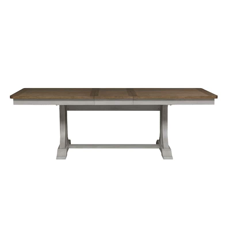 Farmhouse Reimagined Antique White with Chestnut Trestle Table