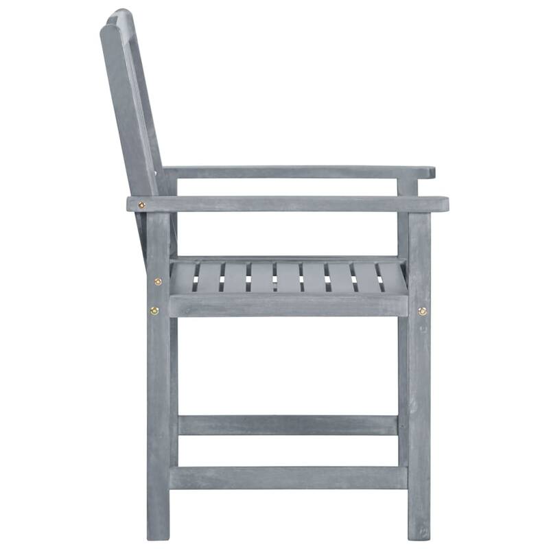 vidaXL Patio Chairs Outdoor Dining Chair with Cushions Gray Solid Wood Acacia