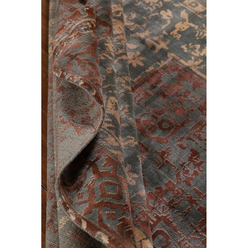 Contemporary / Abstract Area Rug Hand-Knotted Bedroom Wool Carpet - 6'6" X 9'9"