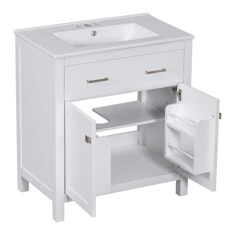Modern Single Bathroom Vanity with 2 Doors and a Shelf