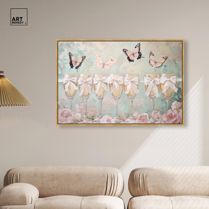 Champagne Mint and Pink Glass Canvas by Art Remedy