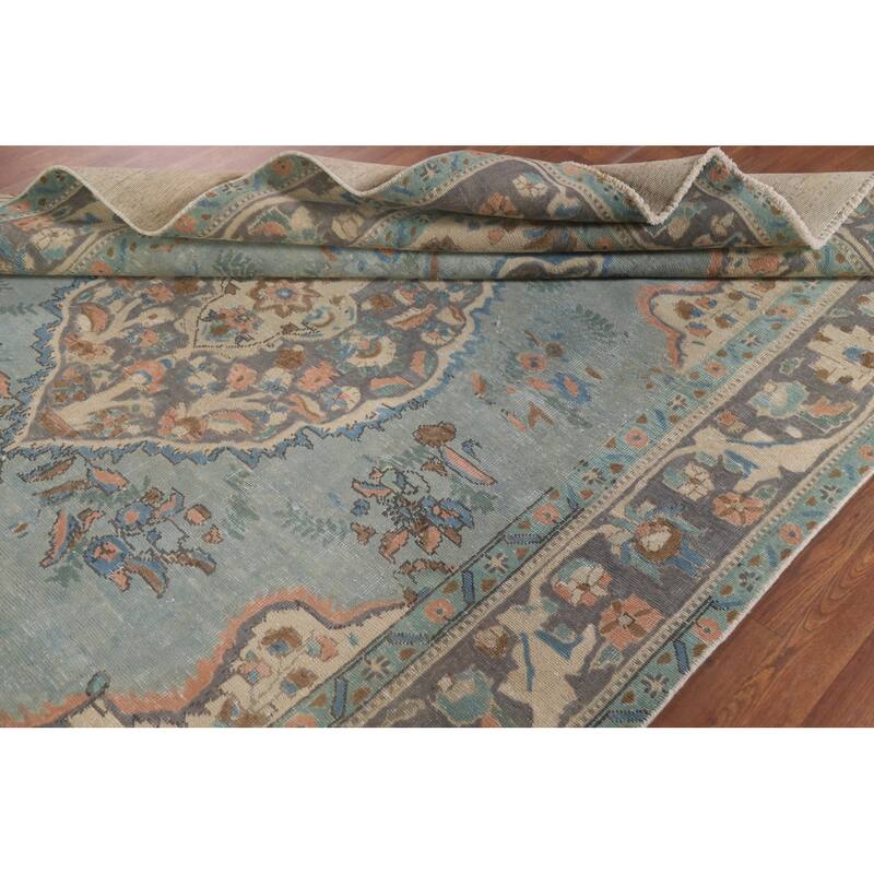 Vintage Over-Dyed Distressed Tabriz Persian Rug Handmade Wool Carpet - 6'4" x 9'9"